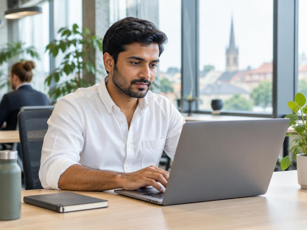Illustrative photograph of a professional preparing for a job search